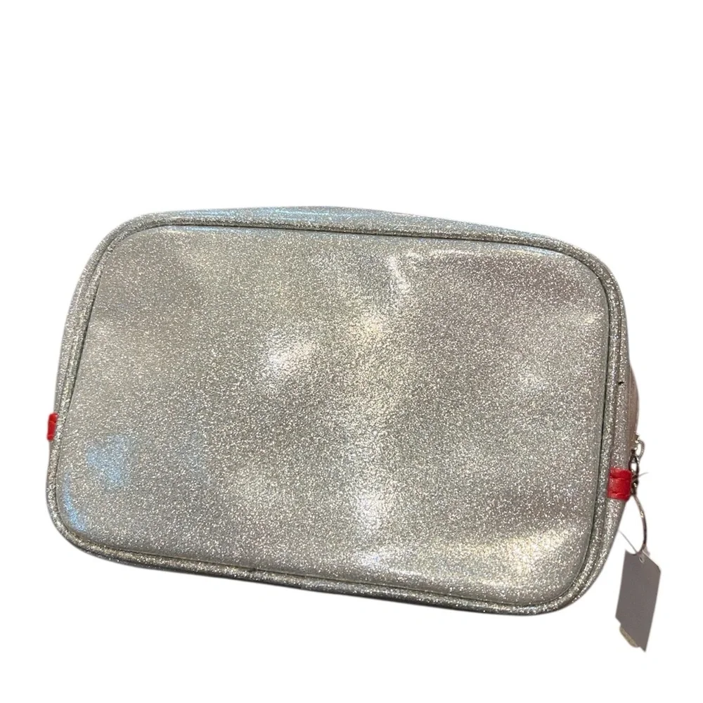First Aid Beauty Glitter Makeup Bag - Red and Blue Accents. NWT
